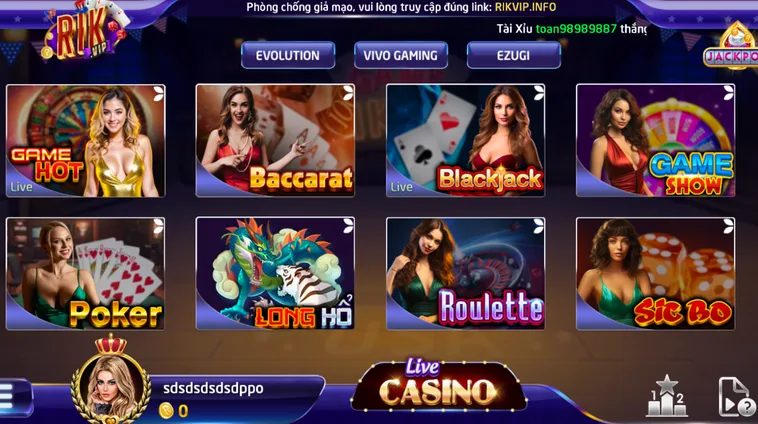 Sảnh LiveStream Casino RikVip Đỉnh Cao Với Dàn Dealer Chuyên Nghiệp