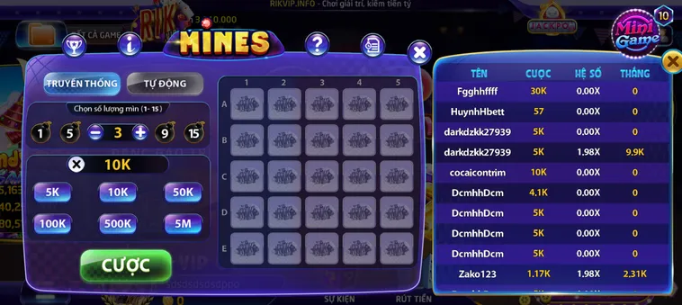 Chinh Phục Thử Thách Minigame Mines Tại RikVip Đầy Kịch Tính Và Hồi Hộp Nhất