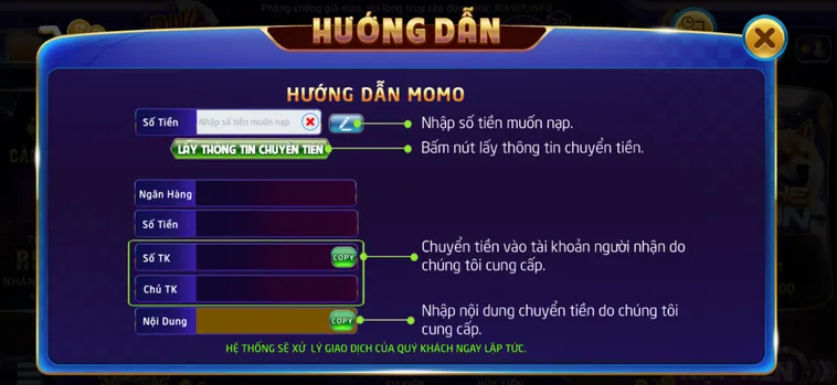 Nạp Tiền RikVip Qua MoMo Nhanh Chóng Nhận Ưu Đãi Khủng Tăng Vốn Chơi Siêu Tốc