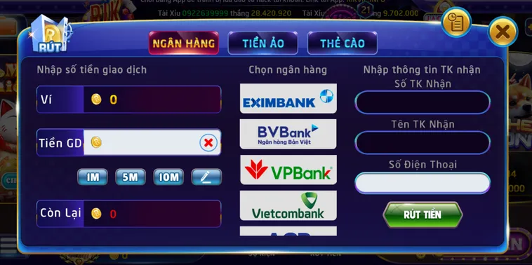 Rút Tiền RikVip Siêu Tốc Qua Tài Khoản Ngân Hàng An Toàn Tuyệt Đối