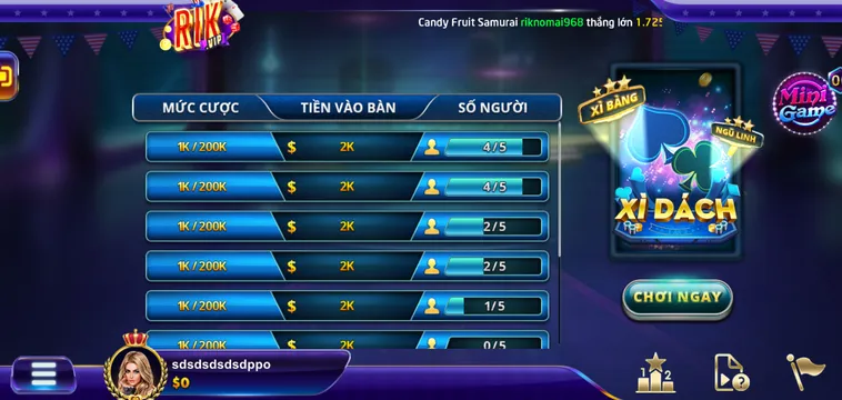 Sảnh Game Xì Dách Tại RikVip Đỉnh Cao Thắng Lớn Mỗi Ngày
